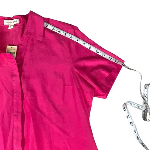 Coldwater Creek Silk Blend Short Sleeve Button Down Blouse Pink Large/14 NWT - Picture 9 of 13